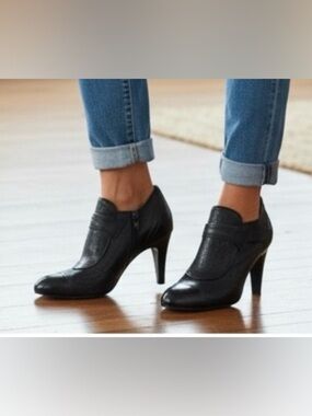 BCBGirls Black Perforated Heeled Booties Size 8